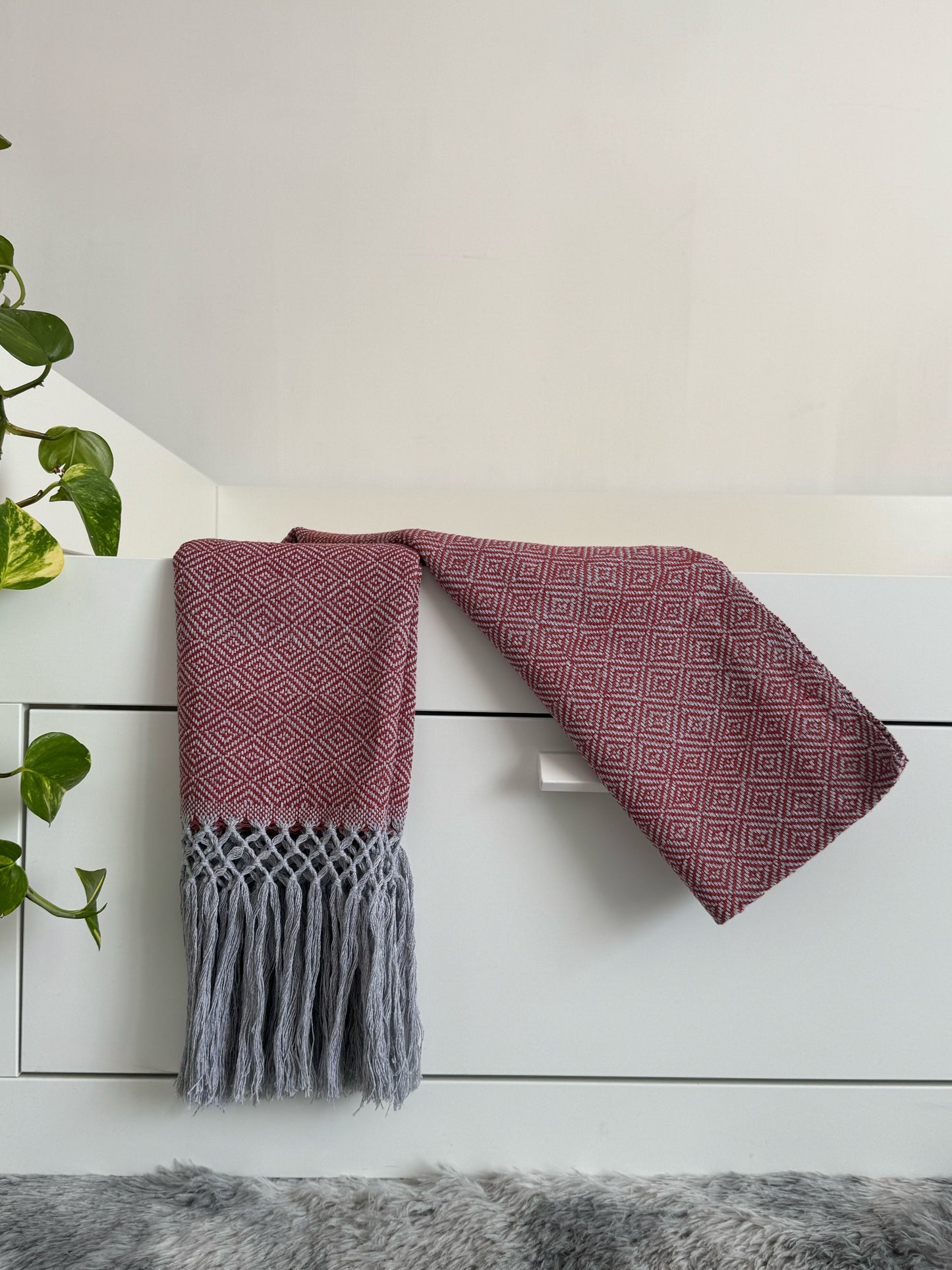 Rebozo de telar base gris