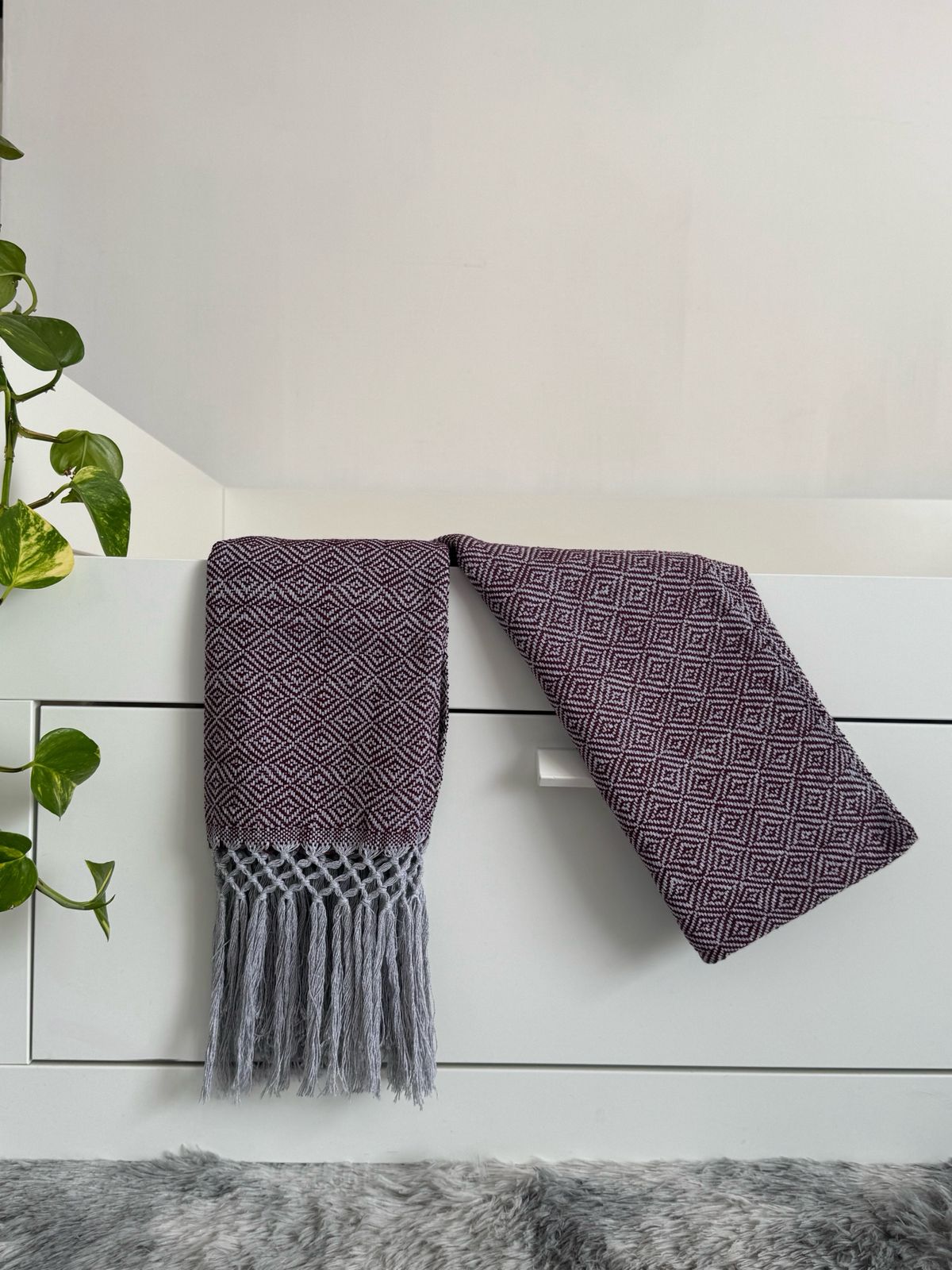 Rebozo de telar base gris